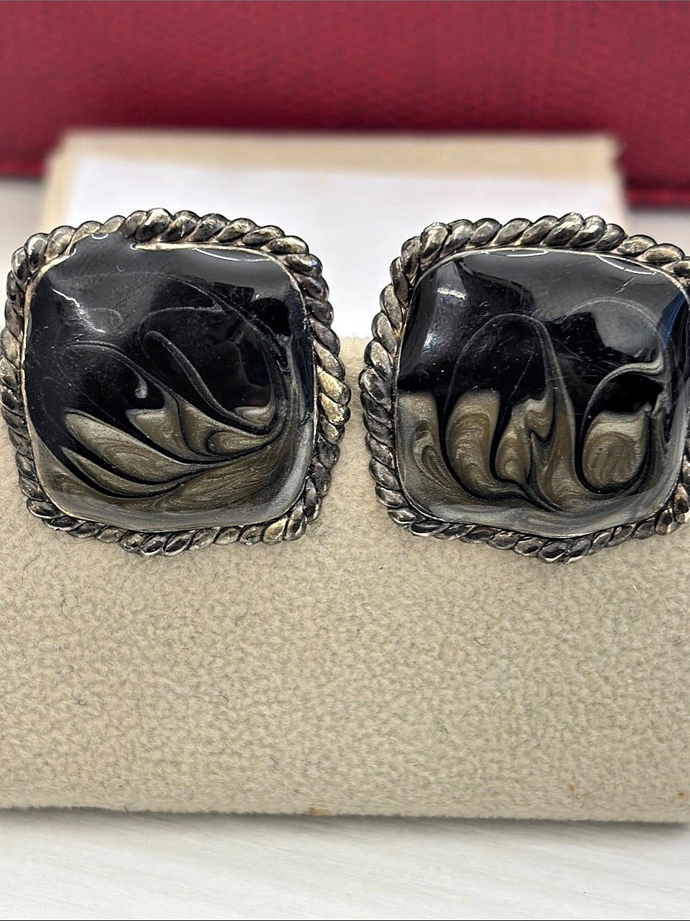 Black & Silver Clip-On Earrings